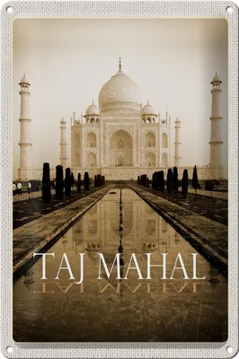 Produktbild von Blechschild Reise 20x30cm Indien schwarz weiß Taj Mahal