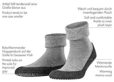 Produktbild von FALKE Stoppersocken Cosyshoe M Hp, Wolle, rutschhemmend, Schwarz, 39-40