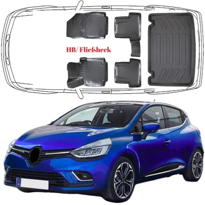 Produktbild von 3D Auto Fußmatten & Kofferraumwanne Set Kompatibel mit Renault Clio IV 2012-2020 HB