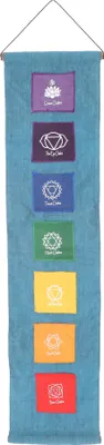 Produktbild von Boho Wandbehang, Chakra Wandschmuck mit KleinenTaschen - Türkisblau, Mehrfarbig, Viskose, 80*20*0,2 cm, Wandtaschen & Wandbehänge