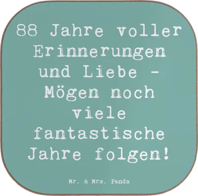 Produktbild von Mr. & Mrs. Panda Getränkeuntersetzer Spruch 88. Geburtstag Erinnerungen - Meeresbrise - Geschenk, Tassenuntersetzer, Coaster, Geburtstagsevent, gläseruntersetzer, Alter