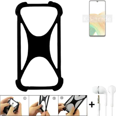Produktbild von K-S-Trade Handy-Hülle + headphones kompatibel mit Samsung Galaxy A33 5G Schutz-Hülle Bumper Silikon Cover Case Silikoncase Silikonbumper TPU