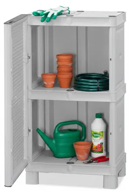 Produktbild von Dbiondin Outdoor-Garderobe, Outdoor-Möbel, Mehrzweck-Balkongarderobe, Outdoor-Schrank, 100 %  Italy, Hellgrau, 50 x 39 x 92 cm
