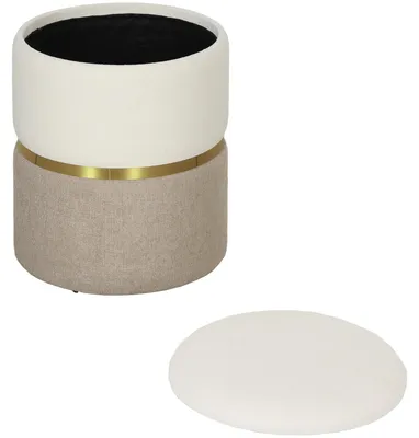 Produktbild von HOMCOM Sitzhocker mit Stauraum mit Deckel 36 x 36 x 44 cm Cremeweiß