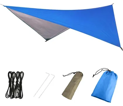 Productafbeelding van Tentzeil, zeildoek, hangmatzeil, 2,3 x 1,4 m, blauw, waterdicht, UV-bescherming, compact