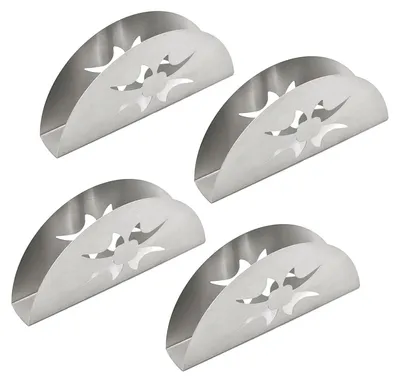Serviettenhalter aus Edelstahl, 4 Stück, silber