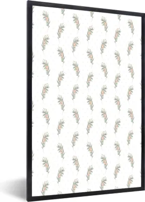 Produktbild von MuchoWow® MuchoWow® Gerahmtes Poster Blumen - Blätter - Muster 20x30 cm - Poster mit zchwarzem Bilderrahmen - Drucken - Bilder Poster im Rahmen