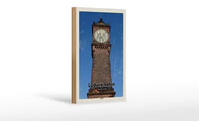 Produktbild von Holzschild Städte Ludwigshafen Pegeluhr Architektur 12x18 cm