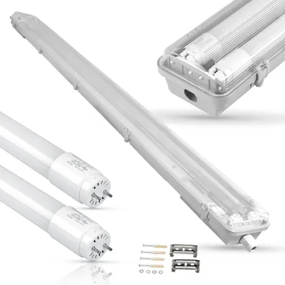 Produktbild von MasterLED Feuchtraumleuchte 120 cm IP65 mit 2er T8 LED-Röhre 18 W 4000 K Nano-PC