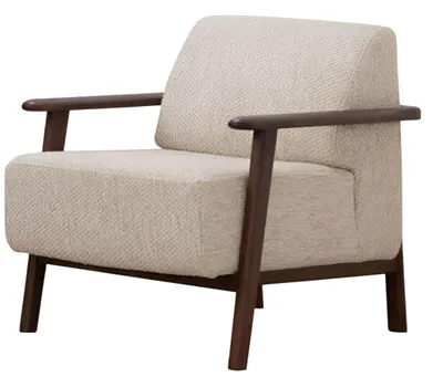 Produktbild von Beige Sessel mit modernem Design und eleganten Holzarmlehnen