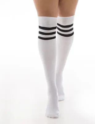 Immagine prodotto di Calze alte fino alla coscia Pamela Mann - Modello "Arbitro", colore bianco/nero