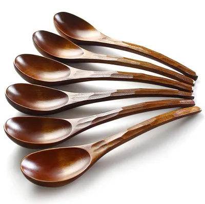Holz-Suppenlöffel Set 6er, 19,9 cm, japanische Ramenlöffel