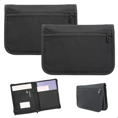 Produktbild von PolkaHome® Auto Dokumententasche 2er Set, A5 Autopapiere Organizer mit Reißverschluss, 600D Oxford, Schwarz