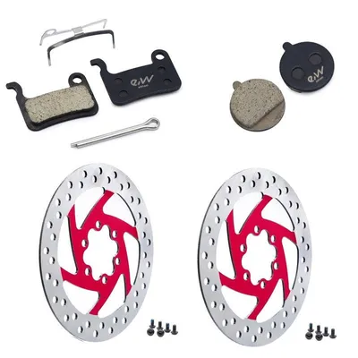 Produktbild von eWheel Resin Bremsbeläge Set vorne + hinten + 2 Bremsscheibe rot Segway Ninebot ZT3 Pro brake