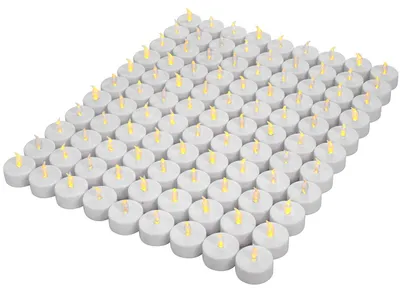 100 LED-Teelichter, flackernd, mit CR2032-Batterien