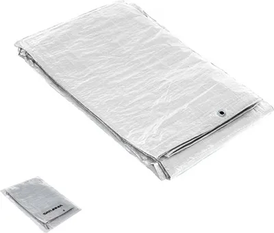Immagine prodotto di Telone impermeabile rinforzato, circa 6 x 12 metri, con occhielli in metallo, telone protettivo resistente, colore bianco.