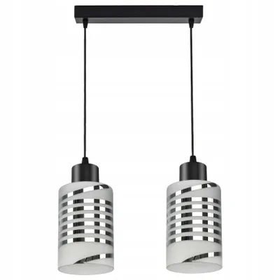 Produktbild von Luxolar Pendelleuchte 2-flammig E27 60W - Glasschirmen weiß-chrom Deckenlampe - Moderne Wohnzimmer Hängelampe
