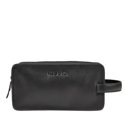 Produktbild von Negotia Caldre Leder Kulturbeutel Schwarz – Necessaire, Waschtasche, Echtleder Reise-Kulturtasche