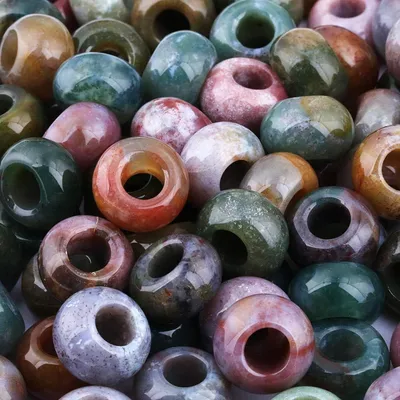 Zdjęcie produktu dla 20 Naturalne koraliki z kamieni szlachetnych Indyjski agat okrągły 14x8mm Duży otwór