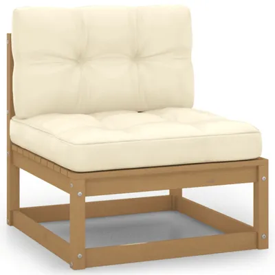 Produktbild von Garten-Mittelsofa mit Creme Kissen Massivholz Kiefer