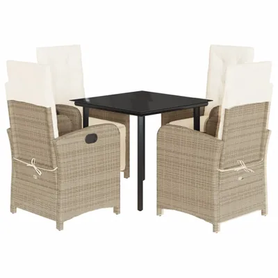 Produktbild von vidaXL 5-tlg. Garten-Essgruppe mit Kissen Beige Poly Rattan