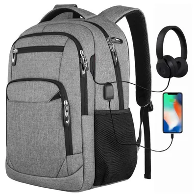 Produktbild von MODFU Laptoprucksack Laptop Rucksack Großer Tragbar Laptoptasche für 15,6 zoll Laptop mit USB-Anschluss, Anti-Diebstahl, Backpack mit Laptopfach,Grau