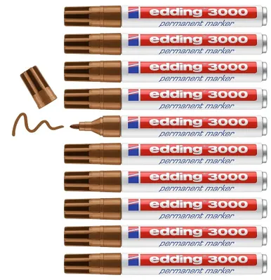 Zdjęcie produktu dla Marker permanentny edding 3000 ochra opakowanie 10 sztuk