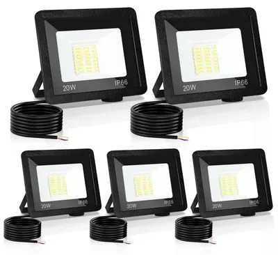 Immagine prodotto di Ikodm, faretto LED da esterno, 20W, grado di protezione IP66, con 3 temperature di colore: 3000K/4000K/6500K, confezione da 5 pezzi