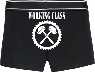 Produktbild von Boxershorts - Mann - Boxer-0030-man-black-h-L - schwarz - L - hinten - Working Class - lustiges Motiv - Spruch - Unterwäsche - Unterhose - Freizeit - lustig
