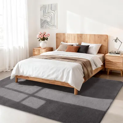 Niedrigfloriger Teppich, 200 x 280 cm, dunkelgrau, rechteckig, waschbar