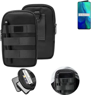 Produktbild von K-S-Trade Holster Gürtel Tasche kompatibel mit Oppo Reno Handy Tasche Schutz Hülle dunkel-grau viele Fächer, 1x