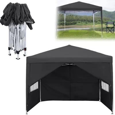 Produktbild von CEEDIR Pop Up Pavillon 3x3m Wasserdicht & Winterfest, Stabiler Faltpavillon mit Seitenwänden und UV-Schutz, Höhenverstellbares Partyzelt für Garten, Camping, Hochzeit & Innenhof, Anthrazit