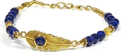 Zdjęcie produktu dla Bransoletka Piórko Z Lapis Lazuli - Zestaw 2 szt. - ±6,5cm