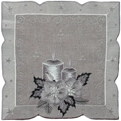 Produktbild von Tischdeckchen OLIVIA Kerzen Weihnachten Polyester grau 30 x 30 cm