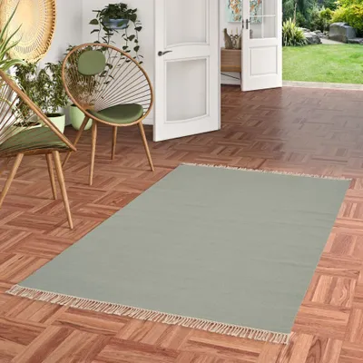 Produktbild von Wolle Natur Teppich Kelim Mila Grau, Größe:140x200 cm