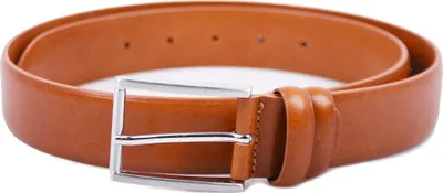 Produktbild von Handgefertigter eleganter Ledergürtel aus feinstem Kalbsleder - Cognac- 35mm Breite - 100cm Länge