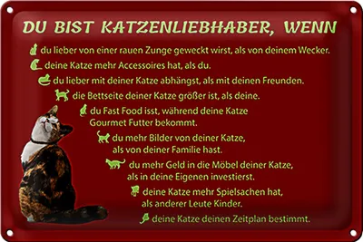 Produktbild von Blechschild Spruch 30x20cm du bist Katzenliebhaber wenn