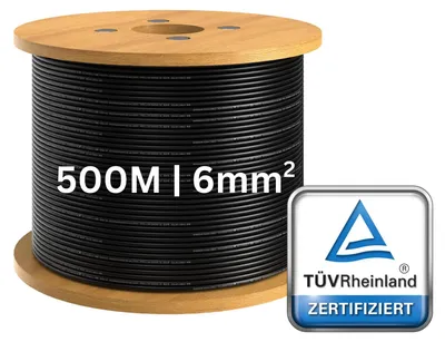 Produktbild von 500m Solarkabel Verlängerungskabel für PV-Anlagen 6mm2 Schwarz