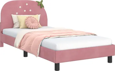 Produktbild von vidaXL Kinderbettgestell mit Kopfteil Rosa 80 x 200 cm Samt