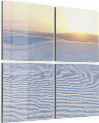 Produktbild von DEQORI Glasbild Echtglas 4x50x50 cm 'Weiße Sanddünen am Abend' Wandbilder XXL groß