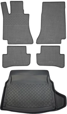 Image de Mercedes Classe C W205, berline (4 portes), à partir de 03.2014 : ensemble tapis de sol en caoutchouc + tapis de coffre