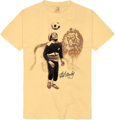 Produktbild von Bob Marley T-Shirt Herren Football Lion gelb Band-Merch, Bands 100% Baumwolle M