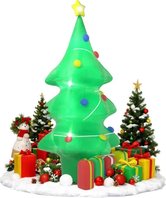 Produktbild von TRMLBE Aufblasbare Weihnachtsdeko Outdoor 150cm LED Weihnachtsbaum mit Heringe und Seil, Weihnachten Deko für Aussen Garten Terrasse Rasen Feiertagsparty