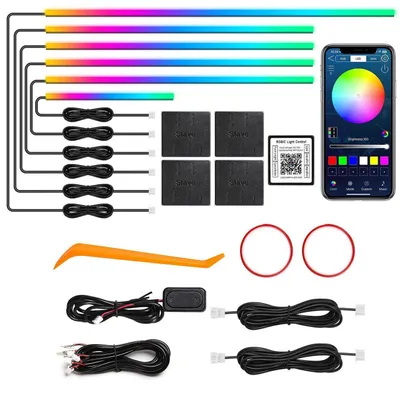 Immagine prodotto di Illuminazione ambientale a LED per auto, interni, RGB, 6 colori in 1, con controllo tramite app, sincronizzazione musicale, 612 LED, lunghezza 4,45 metri