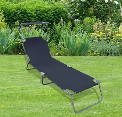 Produktbild von Lise Sonnenliege zusammenklappbar mit Dach anthrazit.