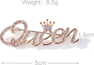 Zdjęcie produktu dla Broszka Queen z Cyrkoniami 5 cm – Złoty