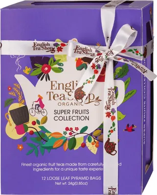 KOLEKCJA HERBATEK OWOCOWYCH BIO PIRAMIDKI (SUPER FRUITS – 6 SMAKÓW) (12 x 2 g) 24 g - ENGLISH TEA SHOP ORGANIC