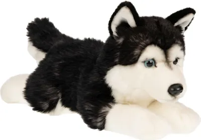 Produktbild von Uni-Toys - Husky schwarz, liegend - 41 cm (Länge) - Hund, Haustier - Plüschtier, Kuscheltier