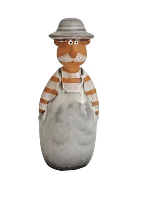 Produktbild von Gartenstecker Zaunhocker Mann Opa Keramik Zaunsitzer Deko Skulptur Figur Objekt