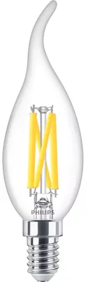 Produktbild von Philips Filament-Kerzenlampe, transparent 40W BA35 E14, 3,4 W, 40 W, E14, 470 lm, 15000 h, Warmes Glühen